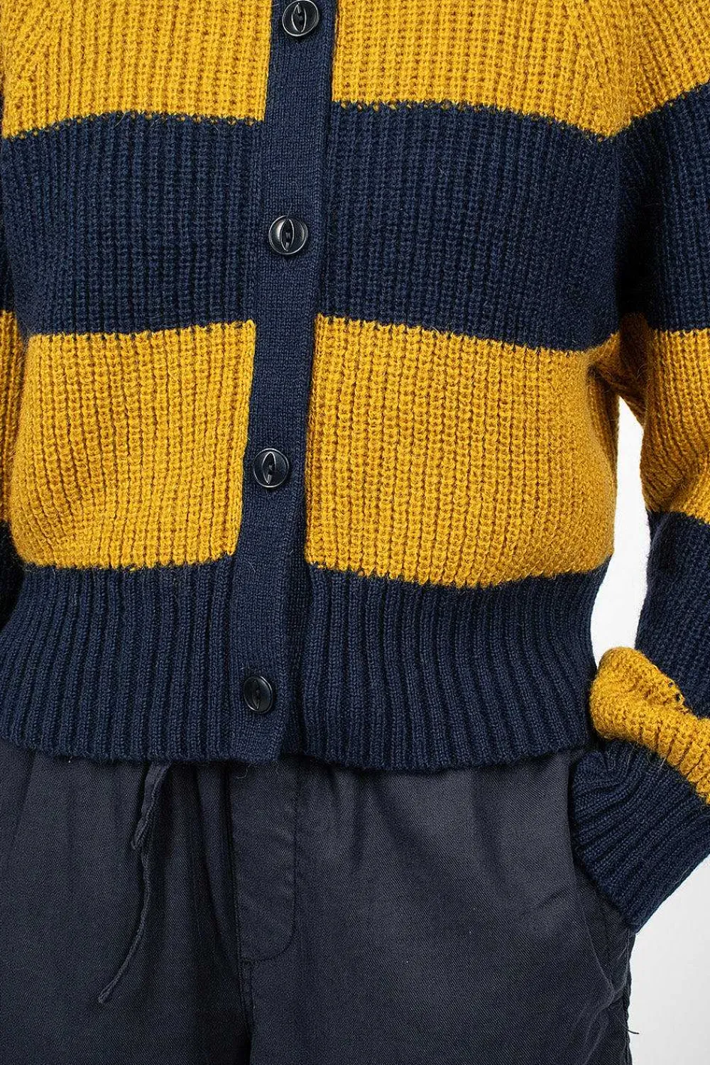 YMC Foxtail Cardigan Navy/Yellow| Outerwear