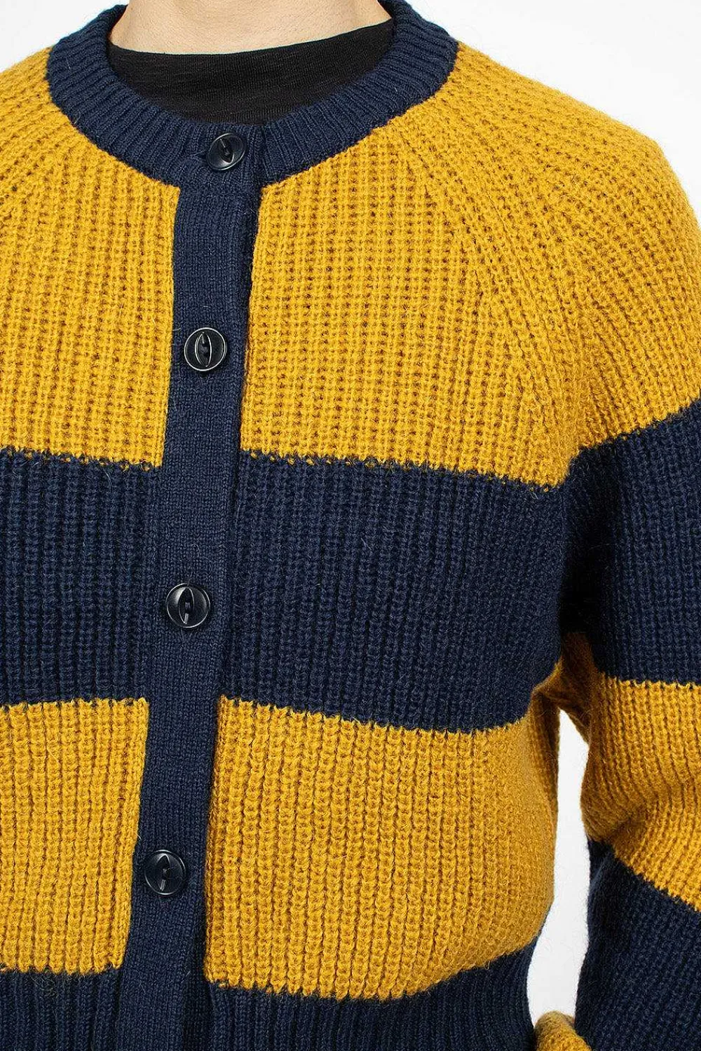 YMC Foxtail Cardigan Navy/Yellow| Outerwear