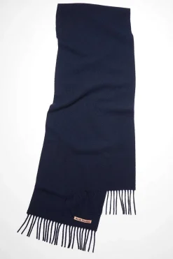 Acne Studios Fringed Wool Scarf Navy| Scarves & Gloves