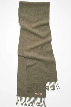 Acne Studios Fringed Wool Scarf Olive| Scarves & Gloves