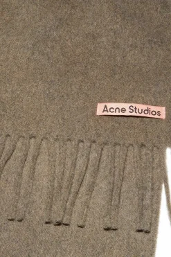 Acne Studios Fringed Wool Scarf Olive| Scarves & Gloves
