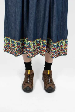 YMC Garden Dress Embroidered Indigo| Dresses
