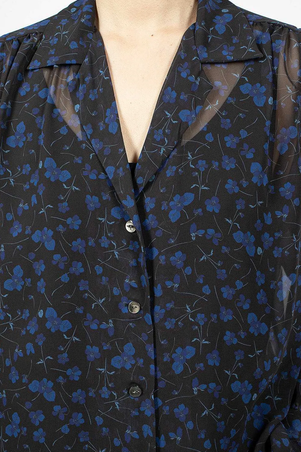 Needles Gathered Blouse Floral Black| Tops