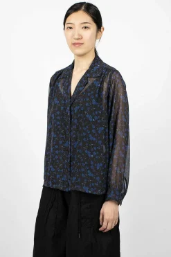 Needles Gathered Blouse Floral Black| Tops