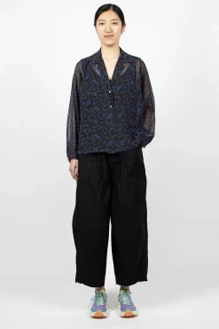 Needles Gathered Blouse Floral Black| Tops
