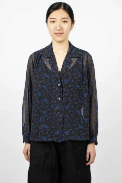 Needles Gathered Blouse Floral Black| Tops