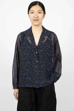 Needles Gathered Blouse Floral Black| Shirts