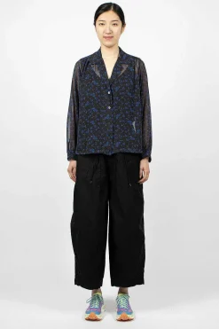 Needles Gathered Blouse Floral Black| Shirts