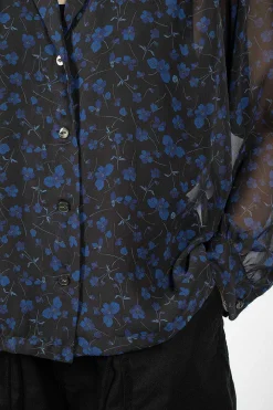 Needles Gathered Blouse Floral Black| Shirts