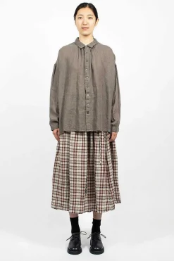 Vlas Blomme Gathered Collar Shirt Grey| Shirts