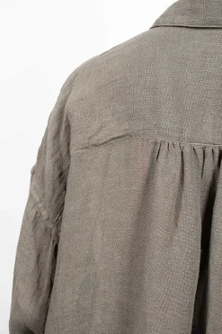 Vlas Blomme Gathered Collar Shirt Grey| Shirts