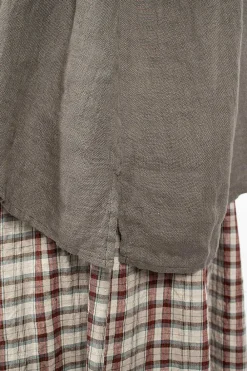 Vlas Blomme Gathered Collar Shirt Grey| Shirts