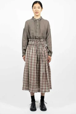 Vlas Blomme Gathered Skirt Red Check| Skirts
