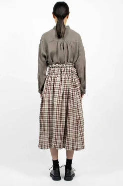 Vlas Blomme Gathered Skirt Red Check| Skirts