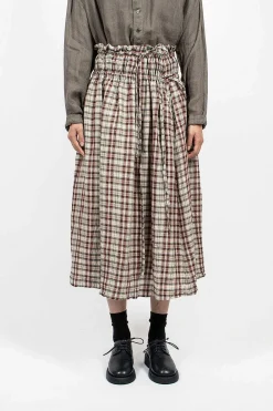 Vlas Blomme Gathered Skirt Red Check| Skirts