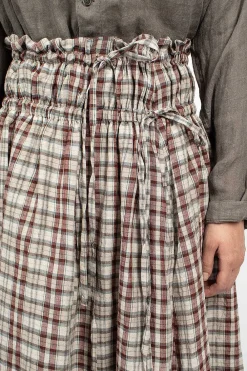 Vlas Blomme Gathered Skirt Red Check| Skirts