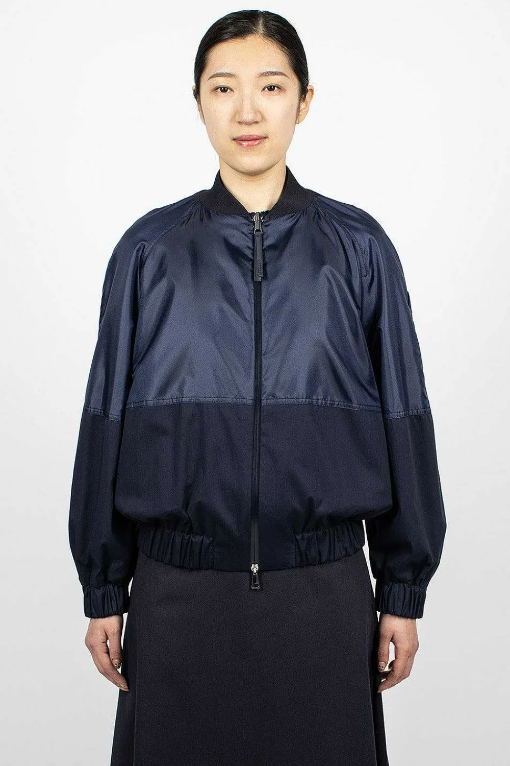 Moncler Gobie Satin Bomber Navy| Outerwear