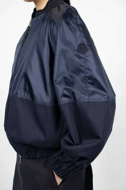 Moncler Gobie Satin Bomber Navy| Outerwear