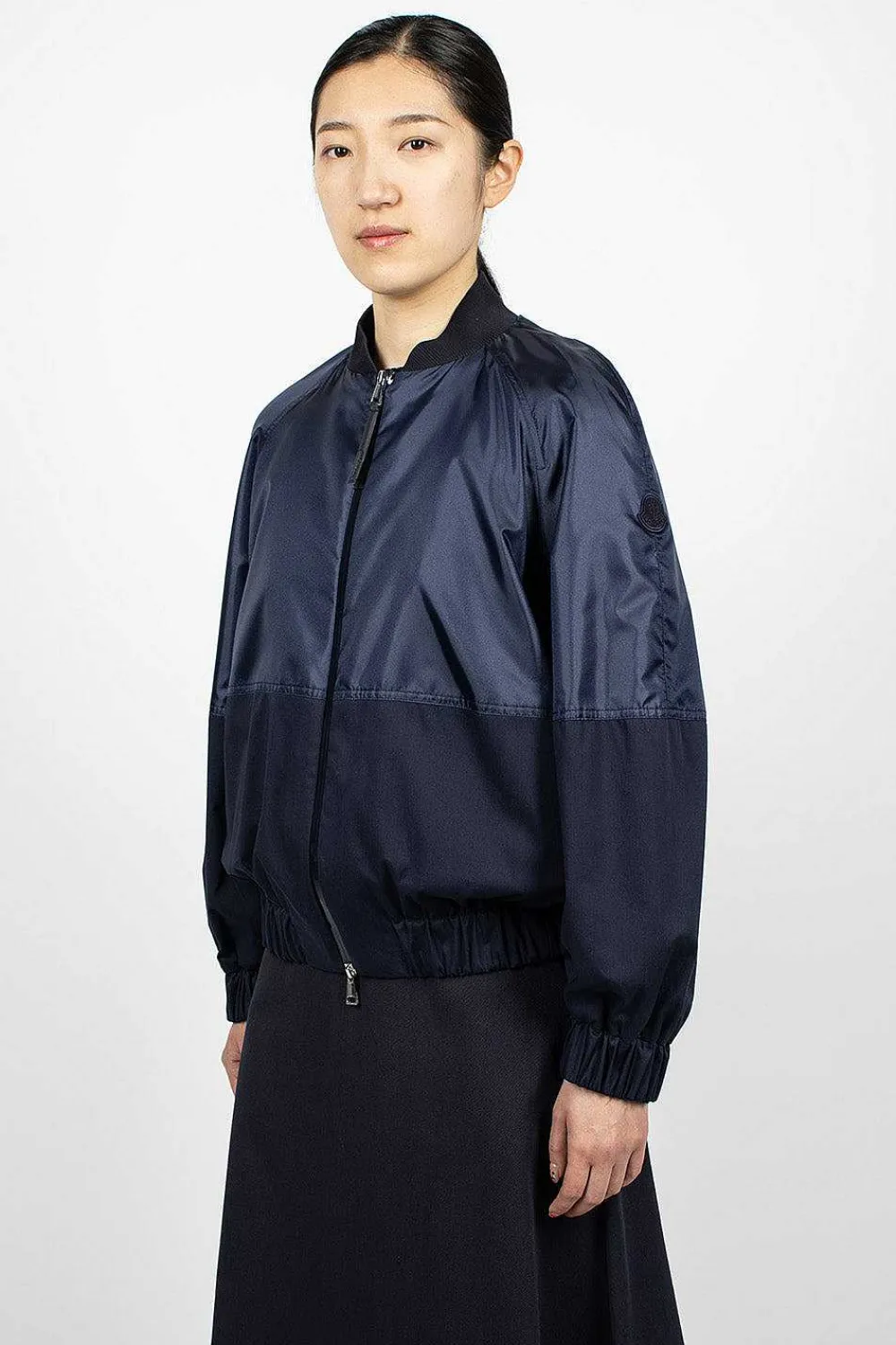 Moncler Gobie Satin Bomber Navy| Outerwear