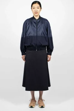 Moncler Gobie Satin Bomber Navy| Outerwear
