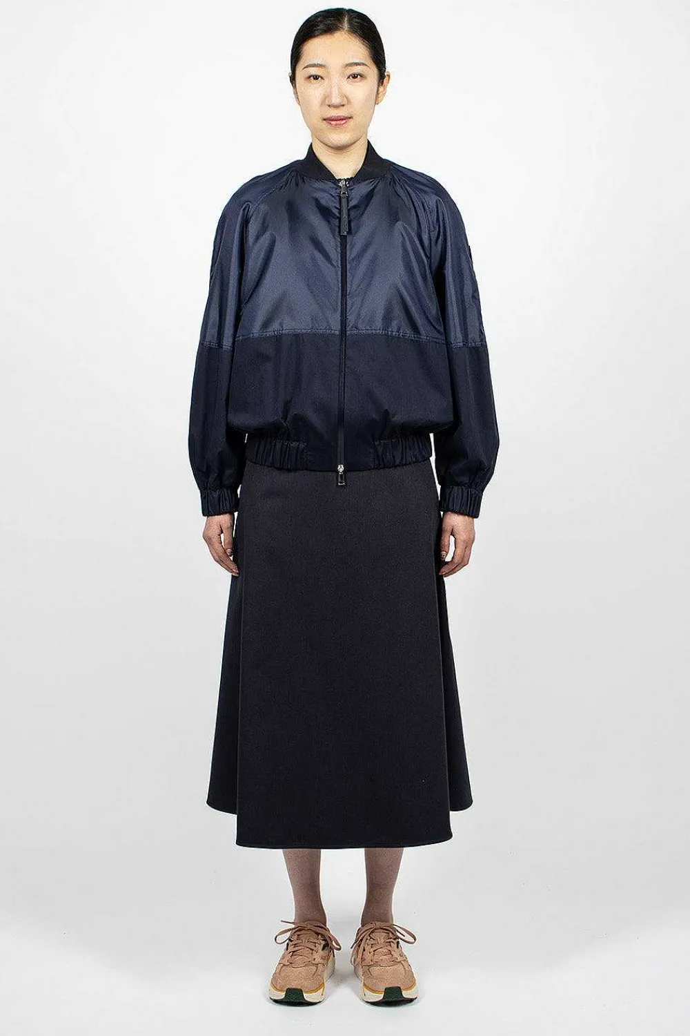Moncler Gobie Satin Bomber Navy| Outerwear
