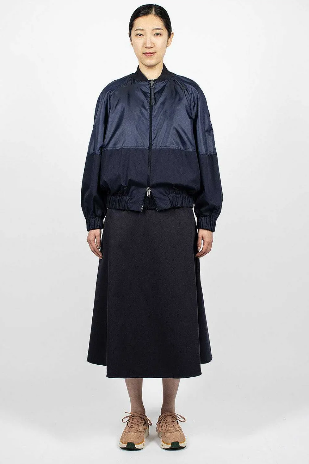 Moncler Gobie Satin Bomber Navy| Outerwear