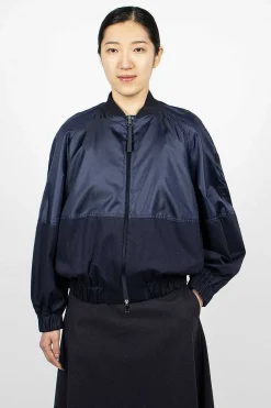 Moncler Gobie Satin Bomber Navy| Outerwear