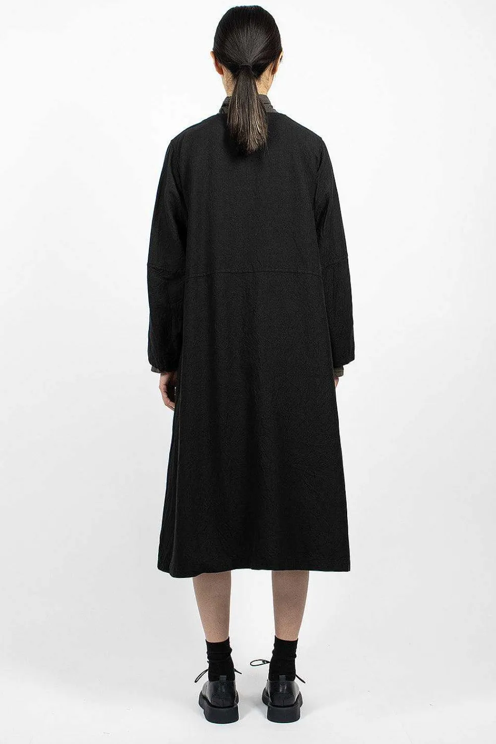 Vlas Blomme Half Button Dress Black| Dresses