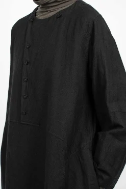 Vlas Blomme Half Button Dress Black| Dresses