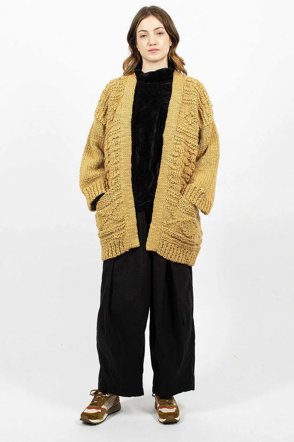VISVIM Hand Knit Kimono Cardigan Beige| Knitwear