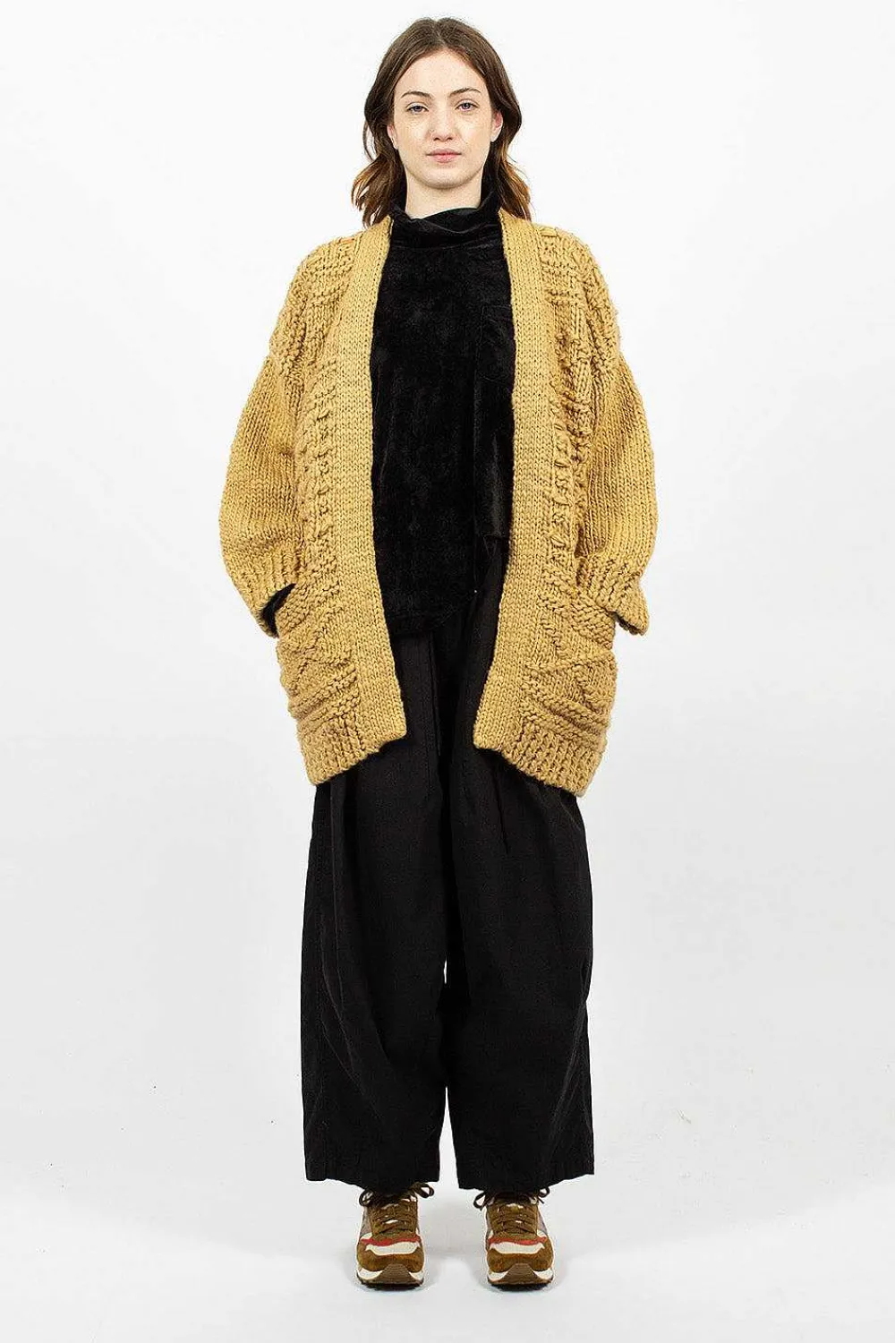 VISVIM Hand Knit Kimono Cardigan Beige| Knitwear