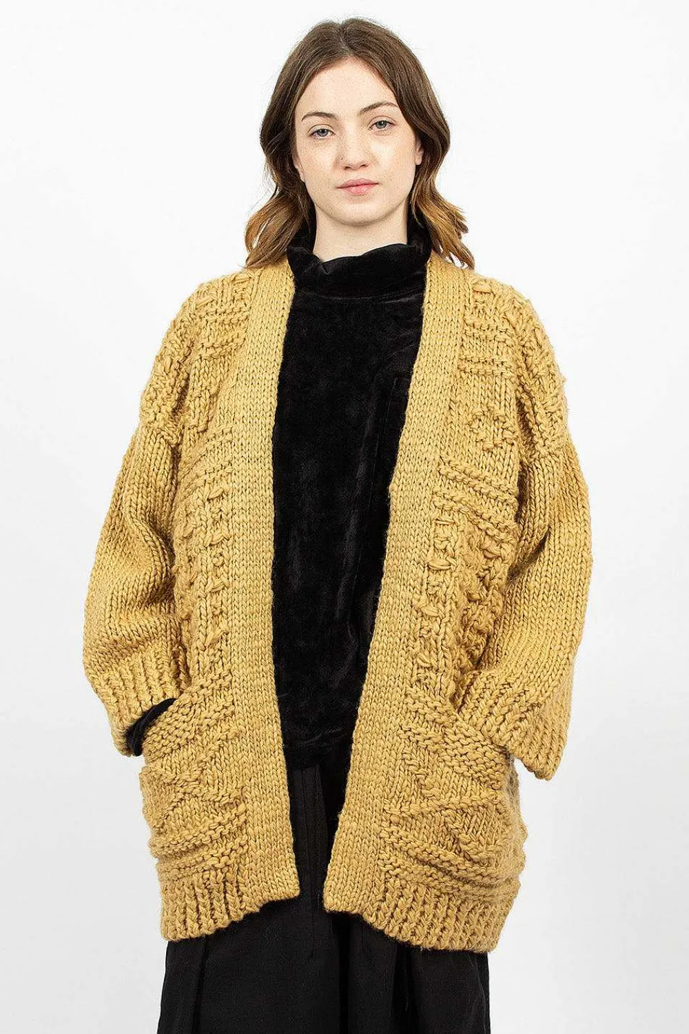VISVIM Hand Knit Kimono Cardigan Beige| Knitwear