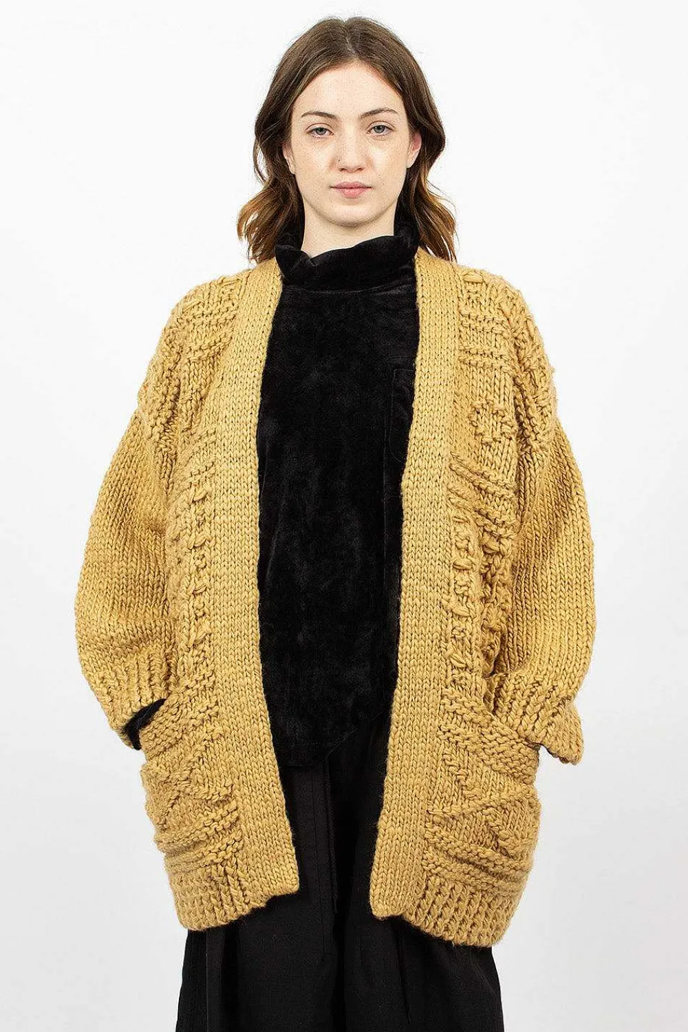VISVIM Hand Knit Kimono Cardigan Beige| Knitwear