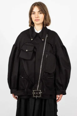 Simone Rocha Heart Biker Jacket Black| Outerwear