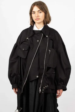Simone Rocha Heart Biker Jacket Black| Outerwear