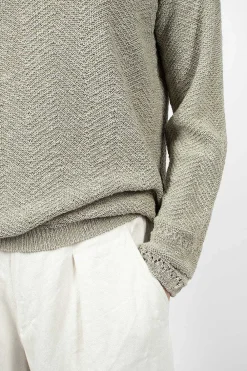 Vlas Blomme Hemp Pullover Light Green| Knitwear