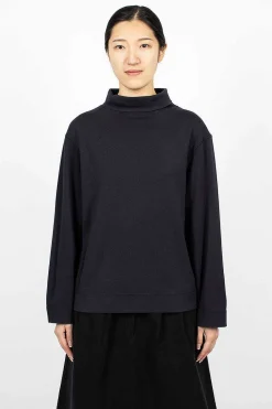 Margaret Howell High Neck Pullover Ink| Tops