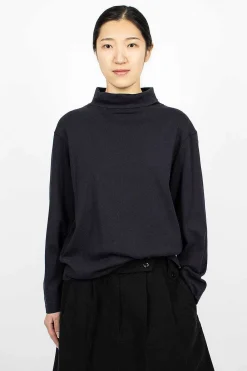Margaret Howell High Neck Pullover Ink| Tops