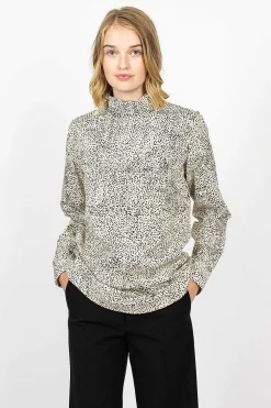 Dries Van Noten High Neck Shirt Ecru Spot| Tops