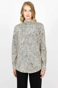 Dries Van Noten High Neck Shirt Ecru Spot| Tops