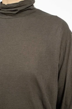 Vlas Blomme High Neck T-Shirt Olive| Tops