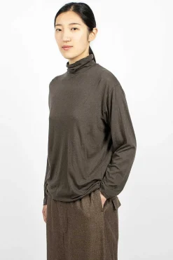 Vlas Blomme High Neck T-Shirt Olive| Tops