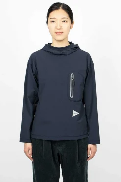 and wander Hybrid Pocket Hoodie Navy| Tops