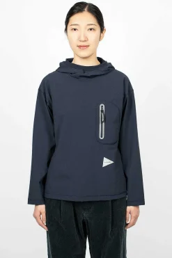 and wander Hybrid Pocket Hoodie Navy| Tops