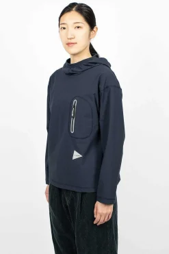 and wander Hybrid Pocket Hoodie Navy| Tops