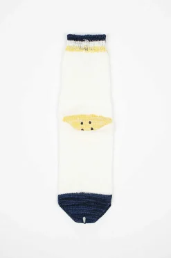 Kapital Ivy Rainbowy Happy Heel Socks White/Navy| Tights & Socks