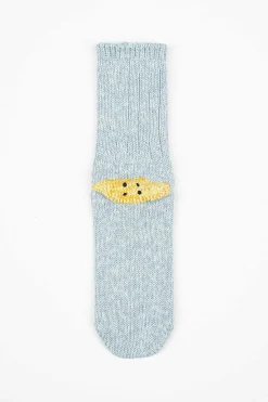 Kapital Ivy Rainbowy Happy Heel Socks Sax| Tights & Socks