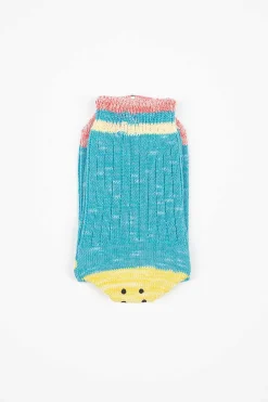 Kapital Ivy Rainbowy Happy Heel Socks Sax/Pink| Tights & Socks