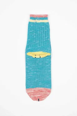 Kapital Ivy Rainbowy Happy Heel Socks Sax/Pink| Tights & Socks