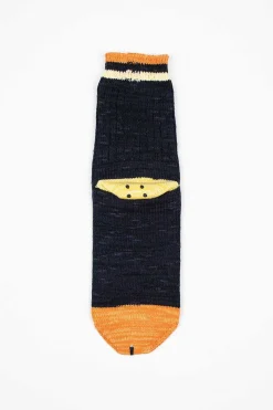 Kapital Ivy Rainbowy Happy Heel Socks Navy/Orange| Tights & Socks